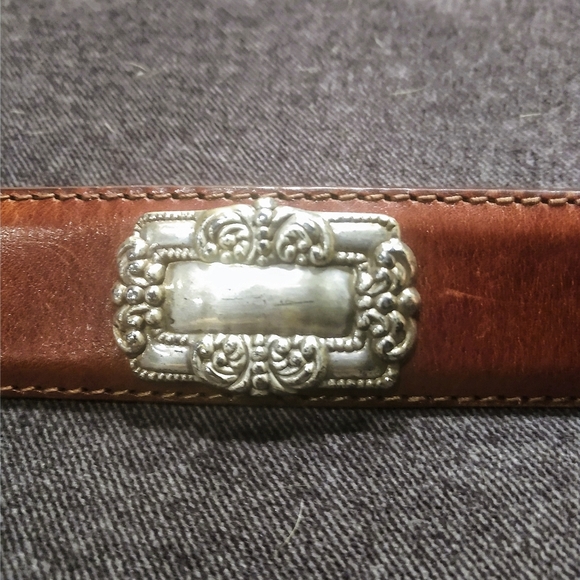 Vintage Fossil Silver Concho Leather Belt L - Picture 4 of 5